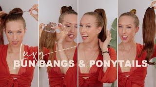 HOW TO: CLIP IN BUN, BANGS AND PONYTAILS | Luxy Hair Review & Tutorial