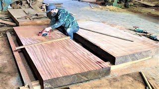 That is Giant King Size Bed With Monolithic Hardwood || Extremely Wonderful Woodgrain