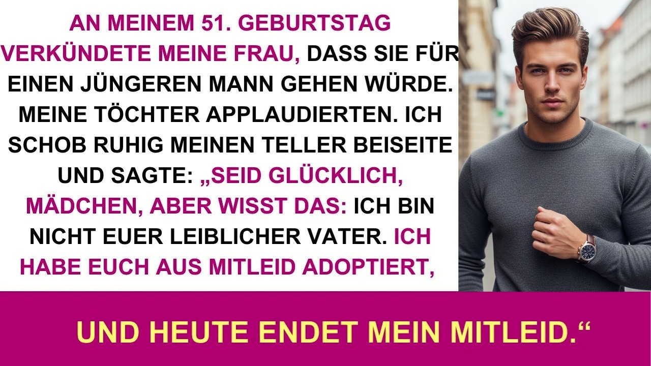 An meinem 51 Geburtstag kündigte meine Frau an, für einen Jüngeren zu gehen; die Töchter klatsc