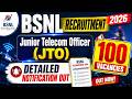 BSNL JTO Recruitment 2026 | BSNL JTO 2026 Detailed Notification Out | BSNL Telecom Officer Vacancy