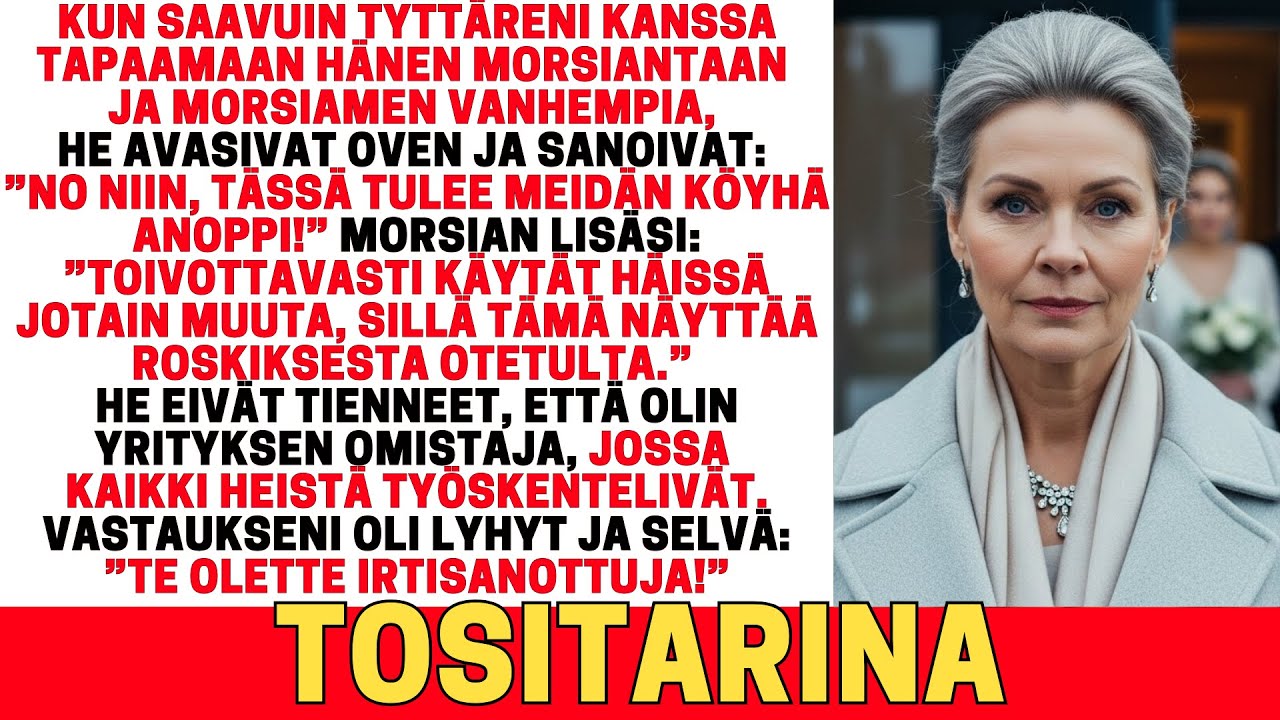 POIKANI MORSIAN JA HÄNEN VANHEMPANSA PILKKASIVAT MINUA – EIVÄT TIENNEET, ETTÄ OLIN HEIDÄN POMO