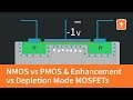 NMOS vs PMOS and Enhancement vs Depletion Mode MOSFETs | Intermediate Electronics