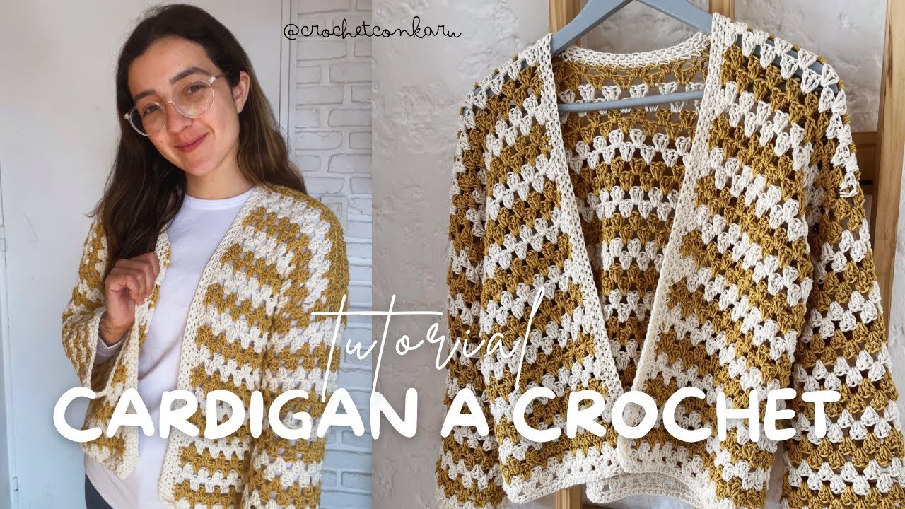 CARDIGAN DE DOS COLORES A CROCHET - TUTORIAL PASO A PASO PARA