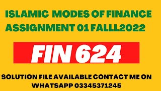 fin 624 assignment solution fall 2022