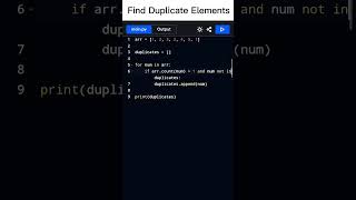 Find Duplicate Elements ⚡ | Python programs | Python Online Compiler #shortvideo #coding #python Best 5 Online Compiler For C C Java Python Kumar Tutorials