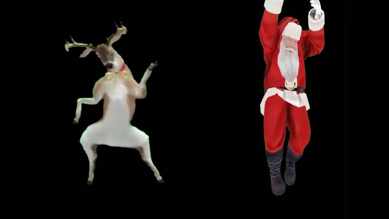 Christmas Window Projection Santa Dance with a raindeer (black screen
