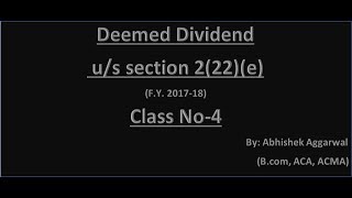 Deemed Dividend u/s  2(22)(e)