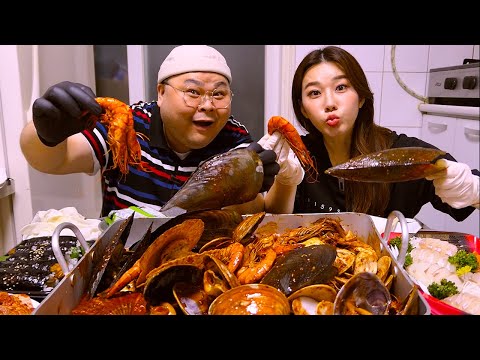 「혼밥 가이드」폭탄해물조개찜│요즘 <strong>미노</strong> 행복해서 먹방에 맛들림🥰 Mukbang Eatingshow [Braised Spicy Seafood,Sliced raw fish]