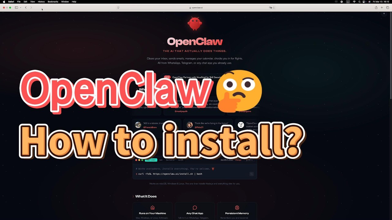 Openclaw Installation Tutorial - YouTube