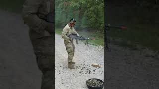 First Time Hip Firing A M240B Using Blank #shorts