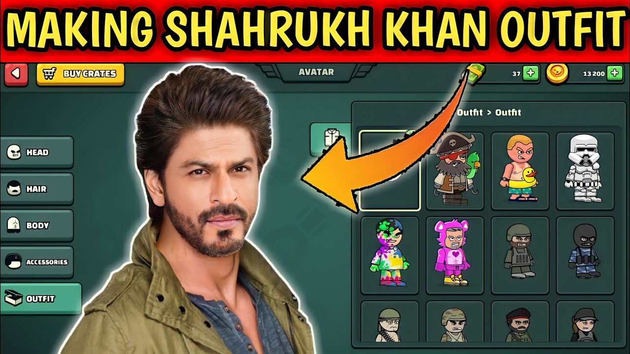 how to make Shahrukh Khan outfit in mini militia