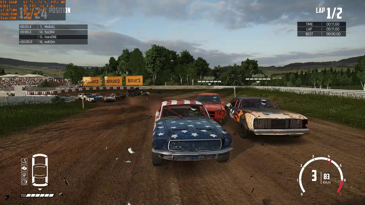 Wreckfest - GTX 1660 Ti 6GB + i7-8750H | 16GB RAM | MSI-GL73 8SD Gameplay (All Settings Tested)