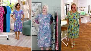 LOGO by Lori Goldstein Print or Solid Seamed Knit Midi Dress on QVC