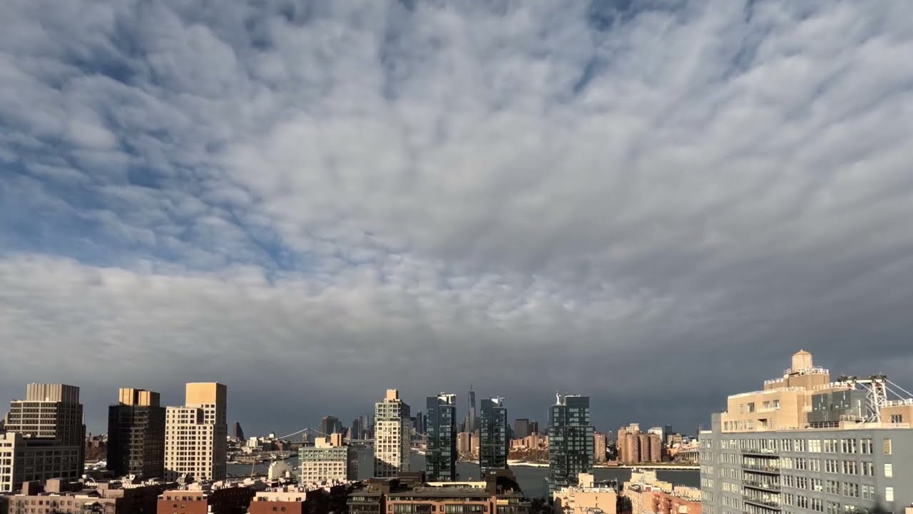 NYC Timelapse - Entire Day - Morning Rain Storm, Clouds and Sunset - November 13, 2025
