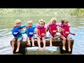 Quint Toddlers' First Swim in Lake