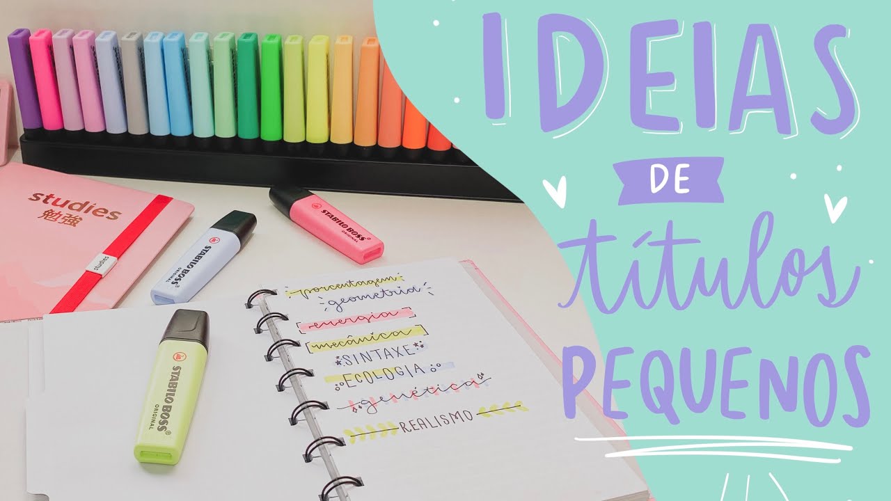 Ideias de títulos pequenos - deixe seu caderno organizado