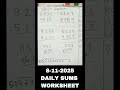 DAILY SUMS WORKSHEET 8-11-25 #WORKSHEET #MATHS #CBSE #NCERT #PRACTICE #cbse #maths #cbsemathematics