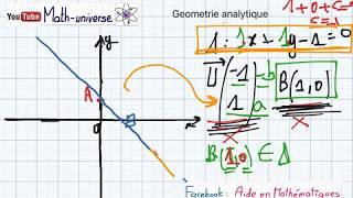 géométrie analytique partie 1 : équation cartésienne de droite 2eme tunisie