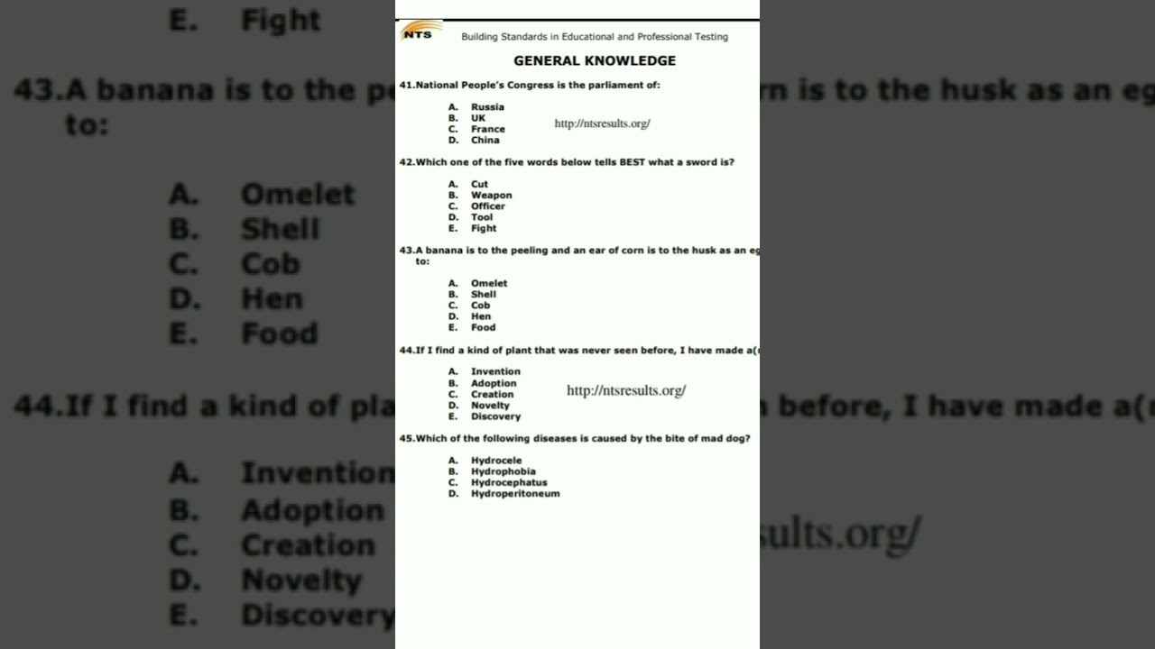 NTS test preparation 2023/NTS sample paper