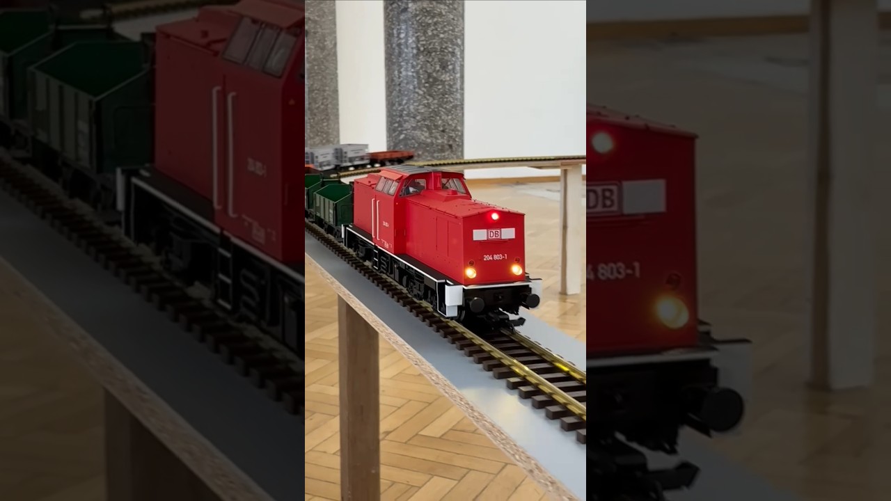 DR class V100 diesel locomotive model showcase in Rathausgalerie, Munich 