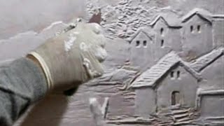 Wall art Sculpture - Houses scene and Trees