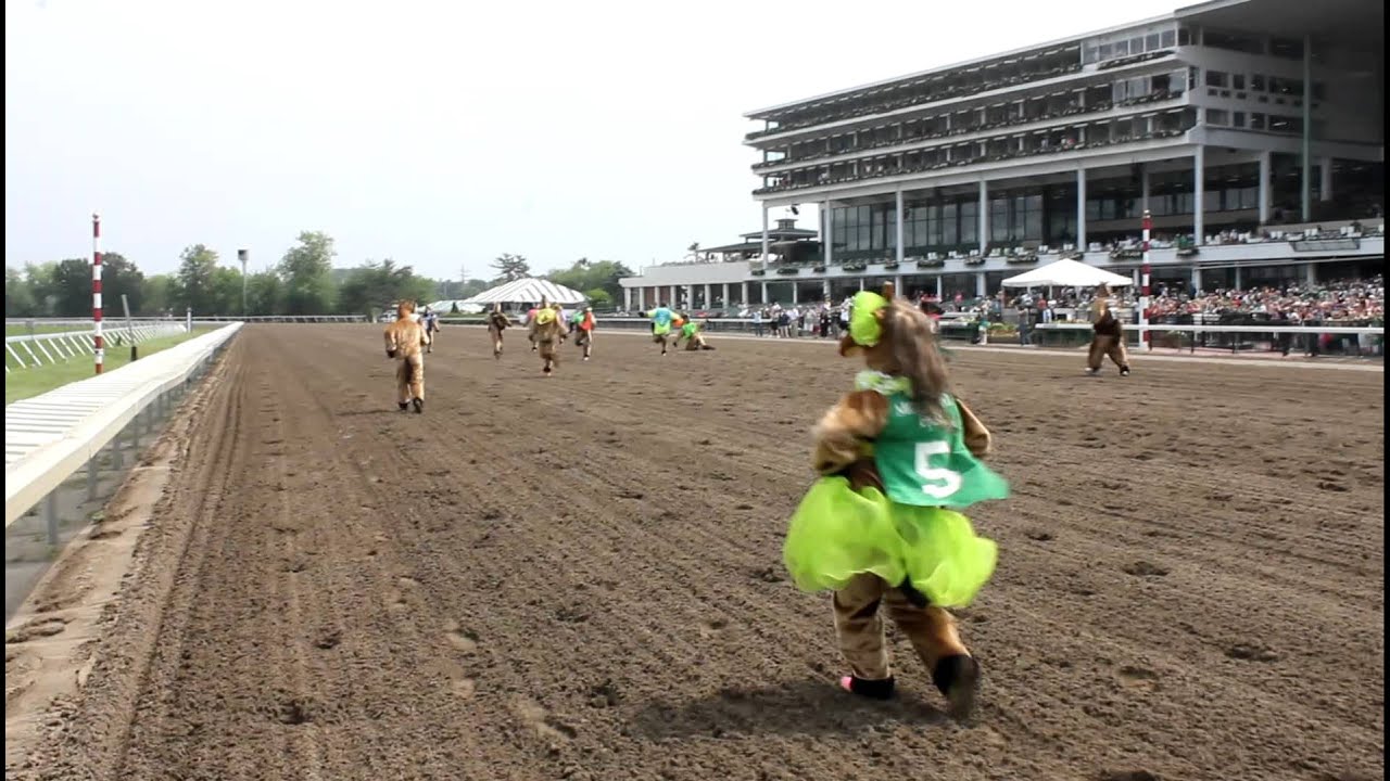 Human Horse Race..Monmouth Park, NJ - YouTube