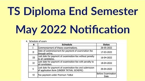 TS Diploma End Semester Examination Notification - May 2022