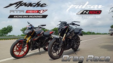 Apache 160 4v 2025 vs Bajaj pulsar n160 2025 || drag race