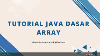 Tutorial Java Dasar | Array