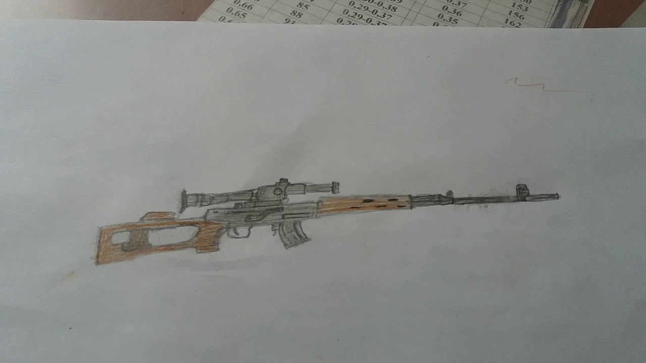 Как нарисовать винторез из сталкера поэтапно