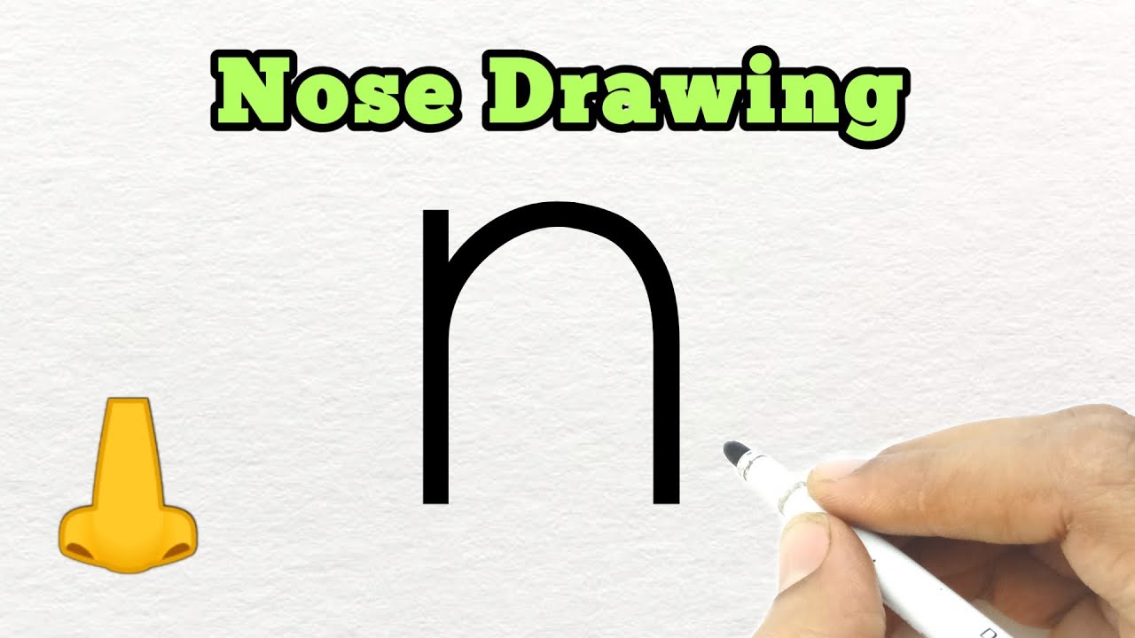N for Nose 👃 Drawing | How to Draw Nose with 'n' Letter | Easy Nose Drawing For Beginners 