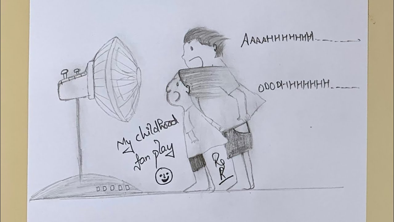“Childhood Vibes: Screaming into the Table Fan 😂 | Relatable Art Drawing”