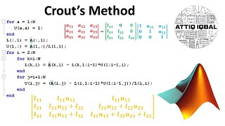 LU decomposition using Crout&#39;s Method with MATLAB code