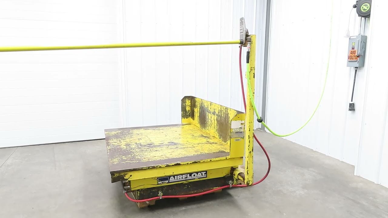 Airfloat Pneumatic Tilt Table Tote Tipper 8000lbs 30° Degree 55x44" Top 14" Lip SKU: 287859