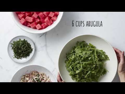 Watermelon Mint Feta & Arugula Salad