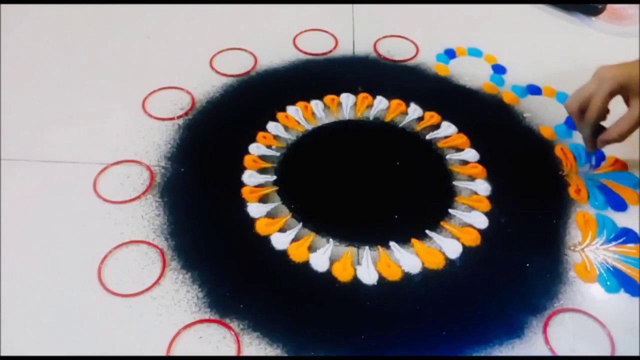 How to make Easy & colourful rangoli design using bangles | rangoli ...