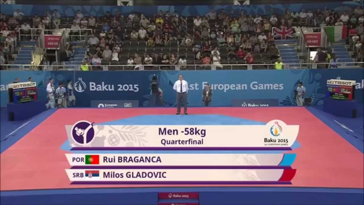 Taekwondo WTF. Baku 2015 European Games. Quarterfinal. M-58. Braganca-Gladovic.