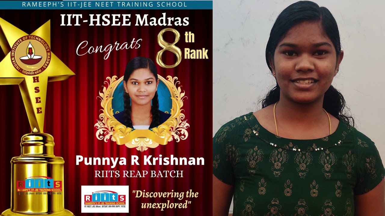 RIITS Experience | IIT HSEE - Rank 8 | Punnya R Krishnan | RIITS Kollam |