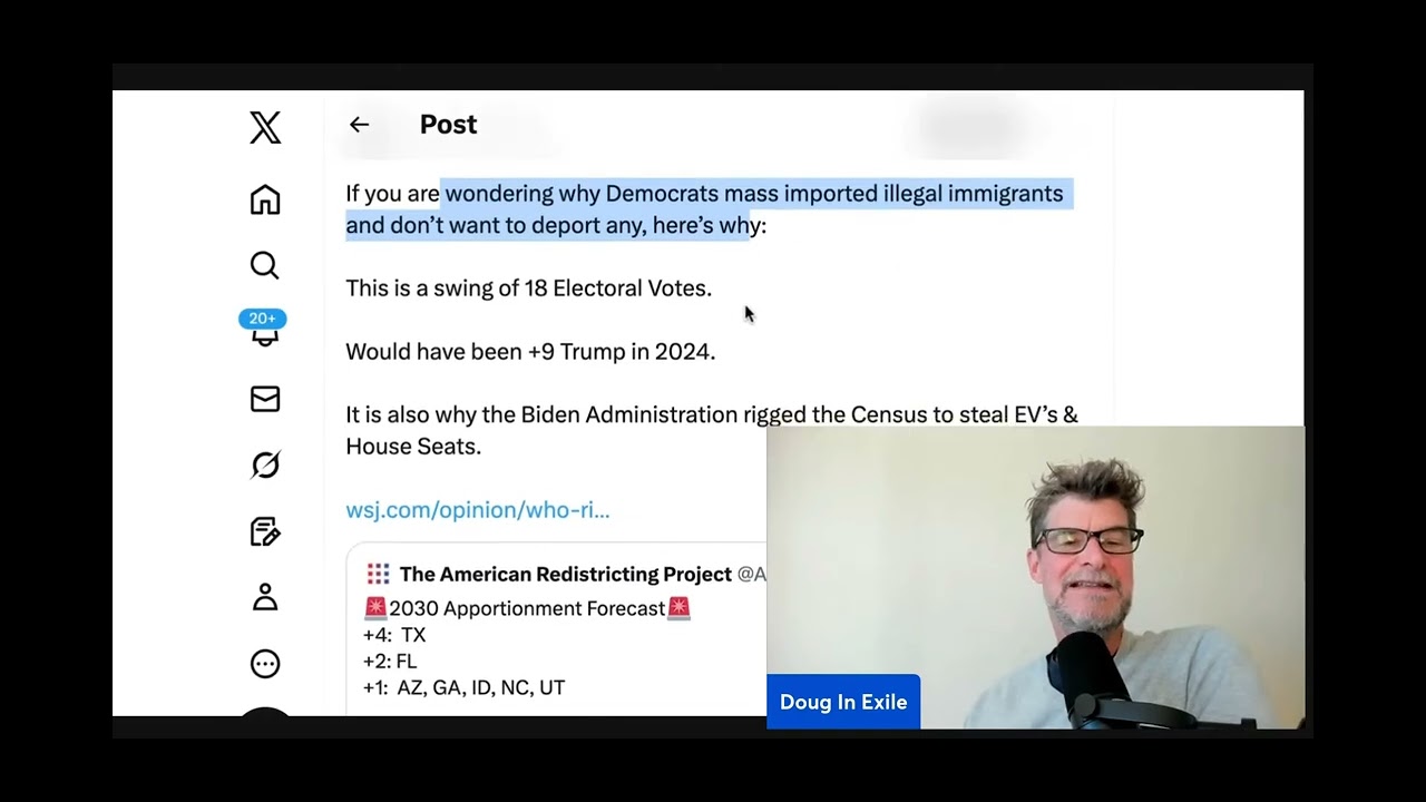 Doug In Exile...Elon: This is why. James Blair: Illegals/census, in MN a D 18 Electoral vote swing 