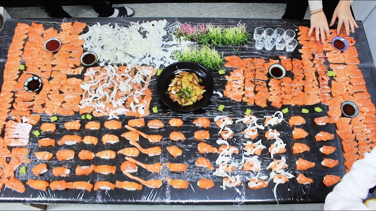 연어회 파티 Salmon Party - YouTube
