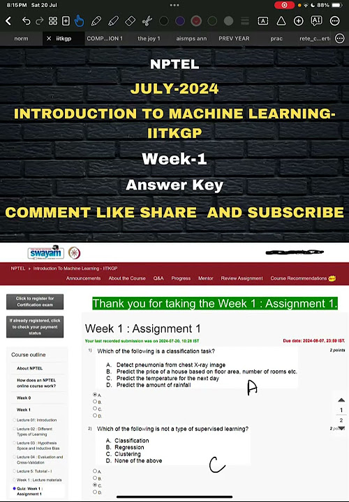 NPTEL Introduction to Machine Learning IITKGP Week 1 Assignment Answers ...