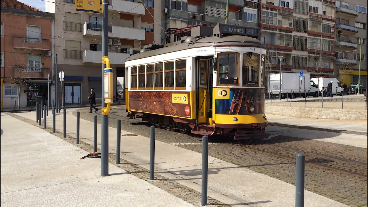 Carris CCFL - Eléctrico Brill Remodelado 548 - Carreira / Route 24E - Lisbon Tram [1440p]