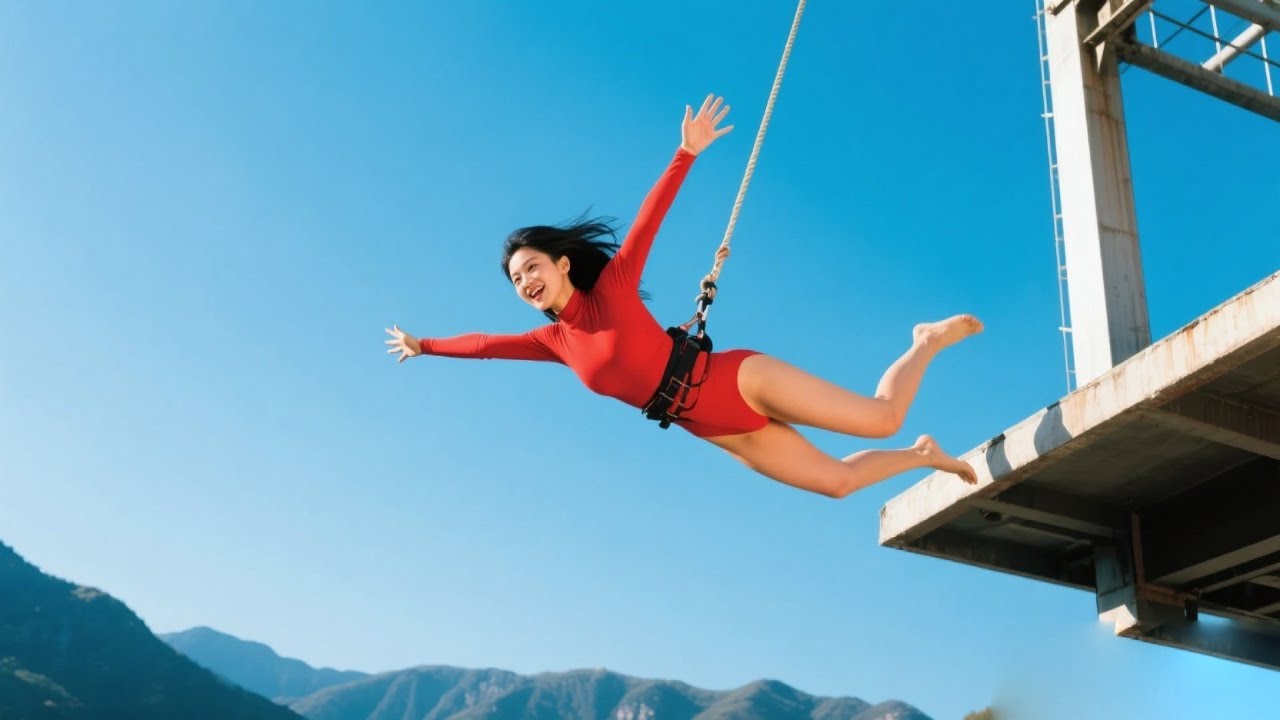 Super Exciting Rope Bungee Jumping, Prepare Diapers Before Jumping