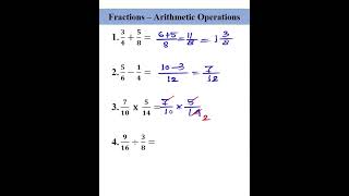 Fractions – Arithmetic Operations || Math Practice #shorts #maths #arithmetic #arithmeticoperators