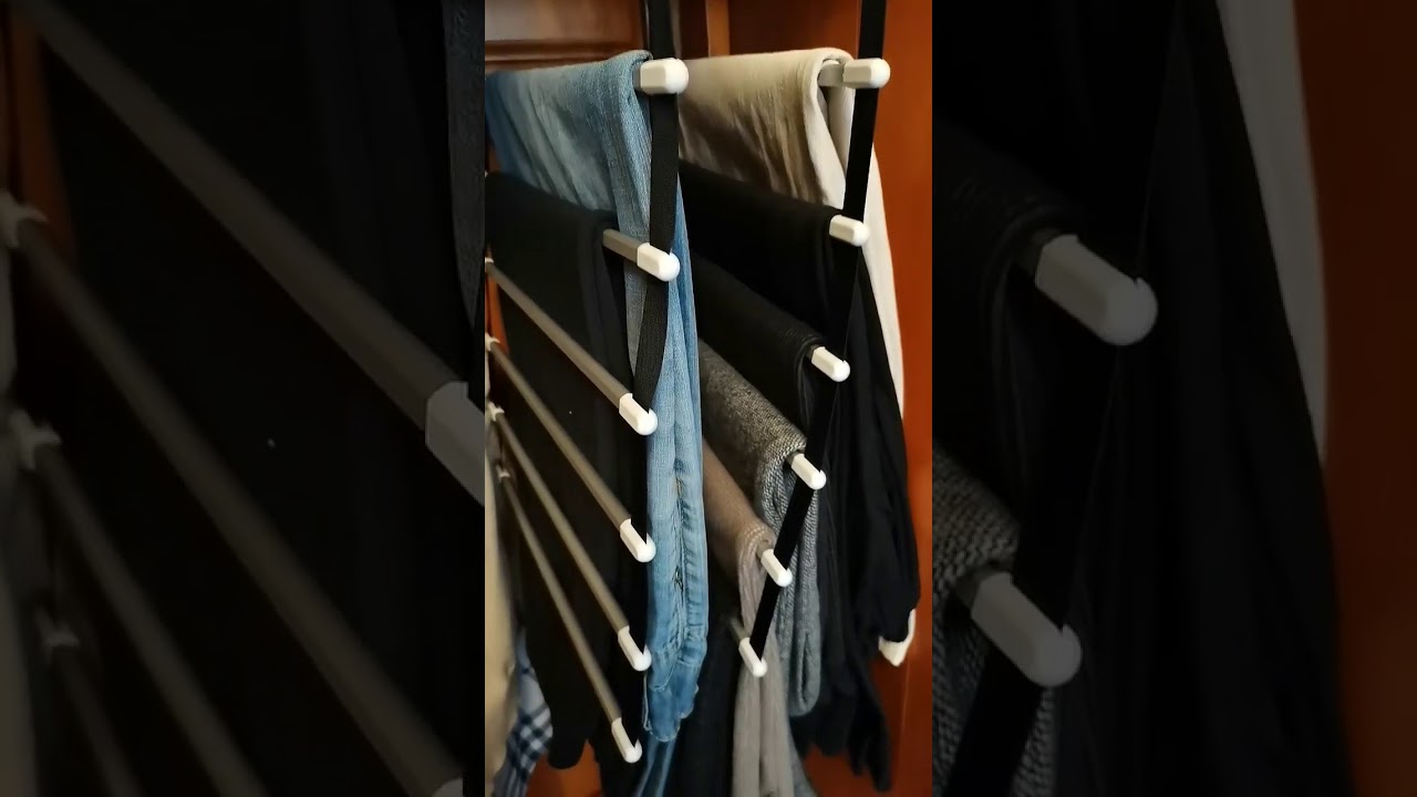 Pants Hangers 6 Layers Multi Functional Pants Rack Non-Slip Space Saving  Closet Storage Organizer