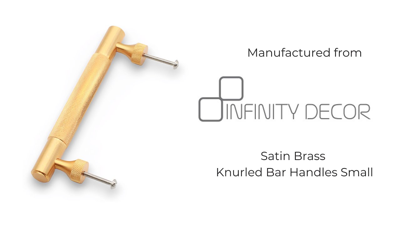 INFINITY DECOR - Knurled Bar Handles Small Satin Brass | Cabinet Handle | Drawer Pull