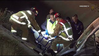 Car Flies Off Freeway Into Ditch, 2 Injured | Redlands