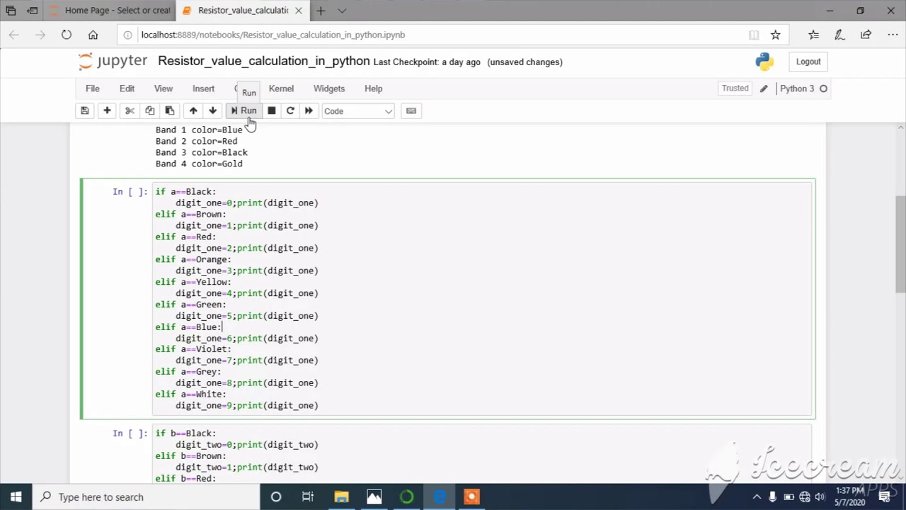 Resistance value calculator in python - YouTube