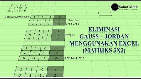 ALJABAR LINEAR : Eliminasi Gauss Jordan menggunakan Excel (Matriks 3x3)