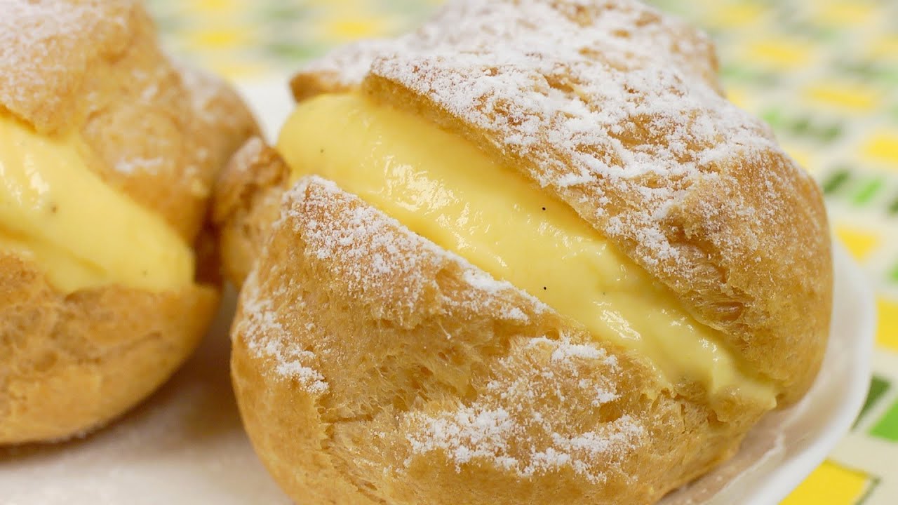 ⁣Cream Puffs with Custard Filling Recipe (Crispy Choux Créme with Pastry Cream) | Cooking with Dog